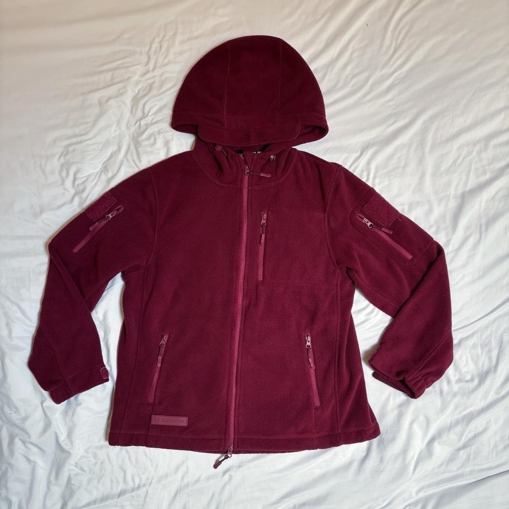 Burgundry Baerskin Tactical Supply Company Fleece Hooded Jacket Mens Large